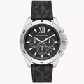 Michael Kors Brecken MK8850 Silver Case Black Dial Black Rubber Men's Watch