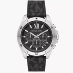 Michael Kors Brecken MK8850 Silver Case Black Dial Black Rubber Men's Watch