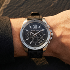 Michael Kors Brecken MK8850 Silver Case Black Dial Black Rubber Men's Watch