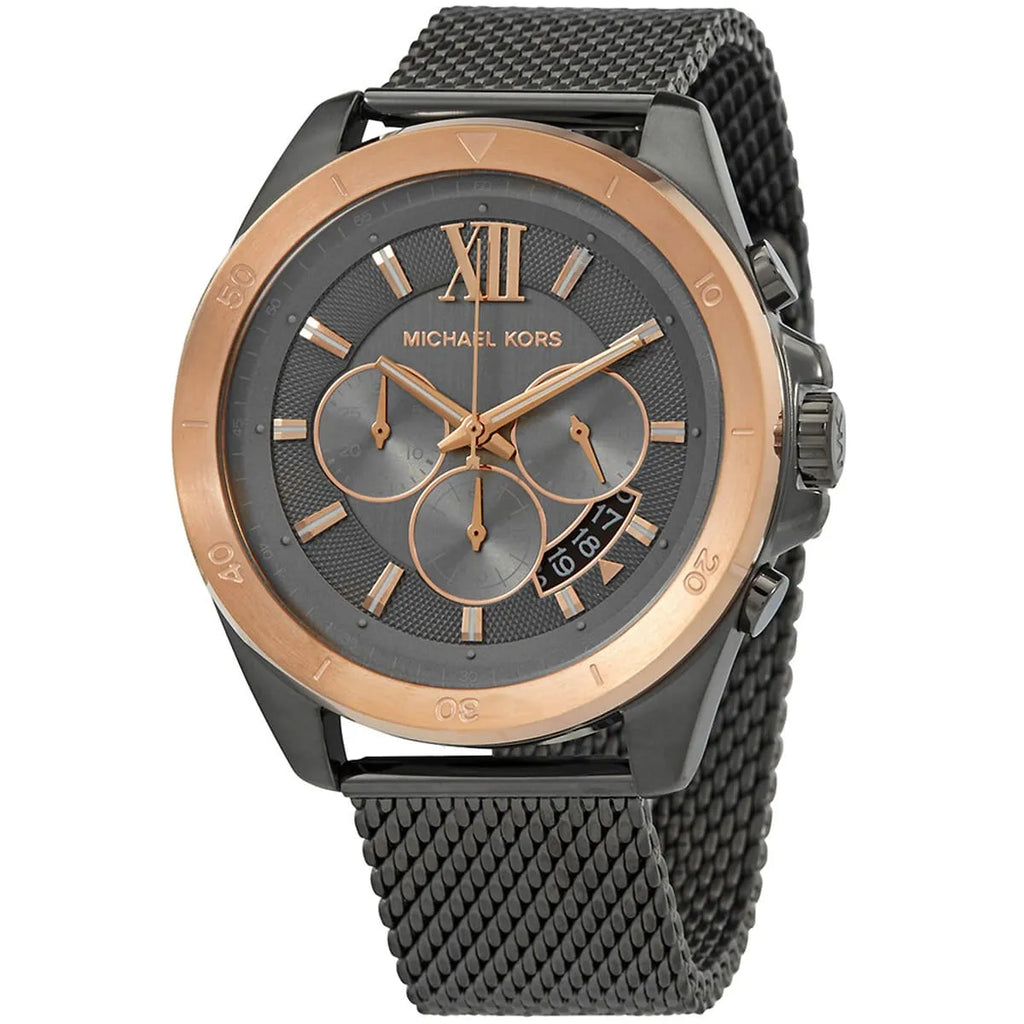 Michael Kors Brecken MK8868 Grey Case Rose Gold Bezel Men's Watch