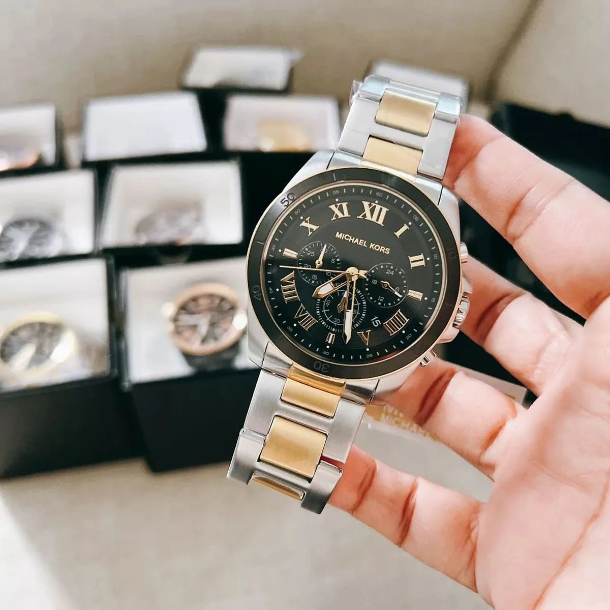 Michael Kors Alek MK8901 Two-Tone Silver & Gold Black Dial Men's Watch