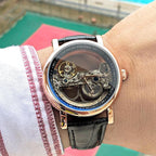 ساعة رجالية بهيكل ذهبي وردي وميناء Patek Philippe