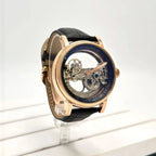 ساعة رجالية بهيكل ذهبي وردي وميناء Patek Philippe