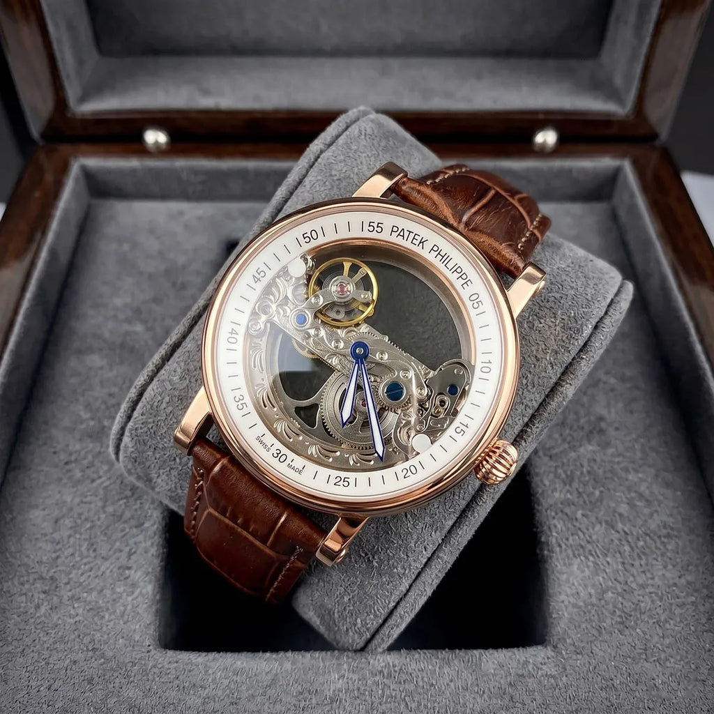 Patek Philippe Men’s Rose Gold Skeleton Watch