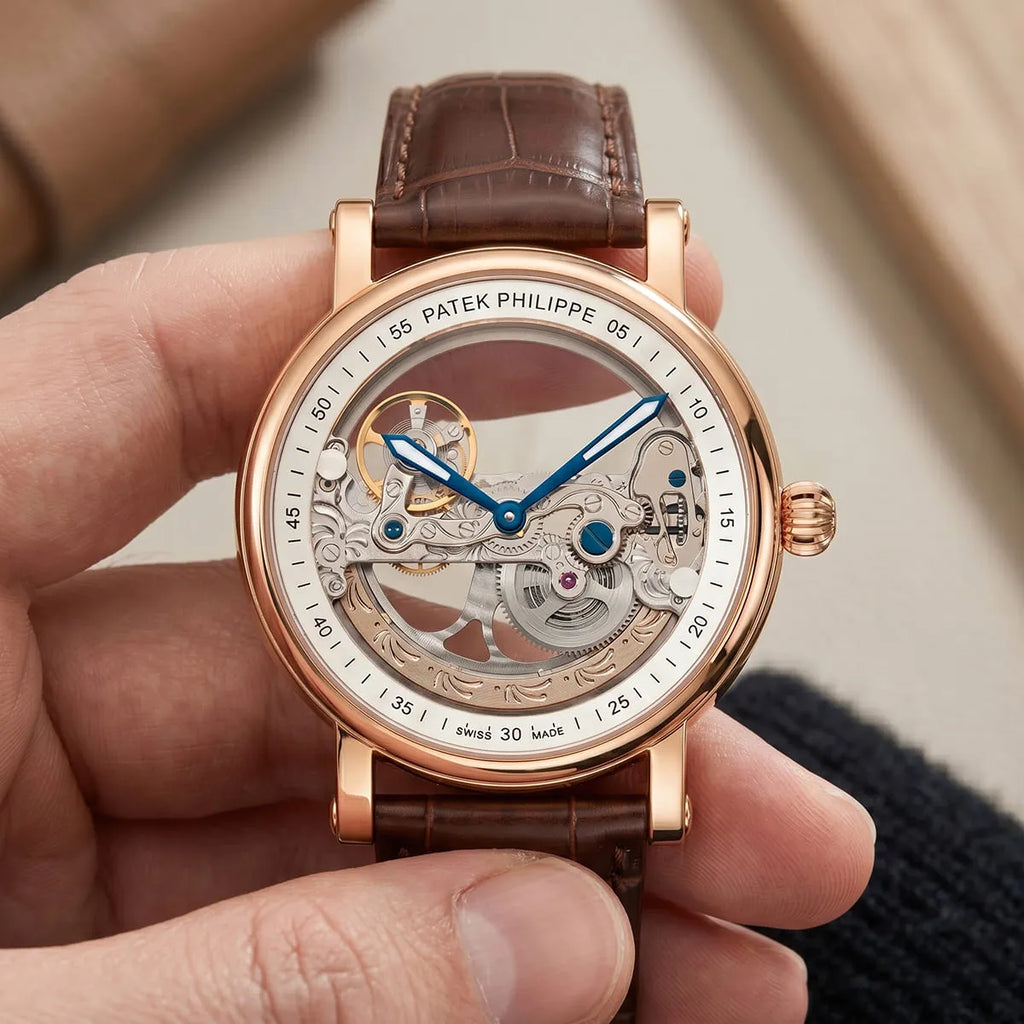 Patek Philippe Men’s Rose Gold Skeleton Watch