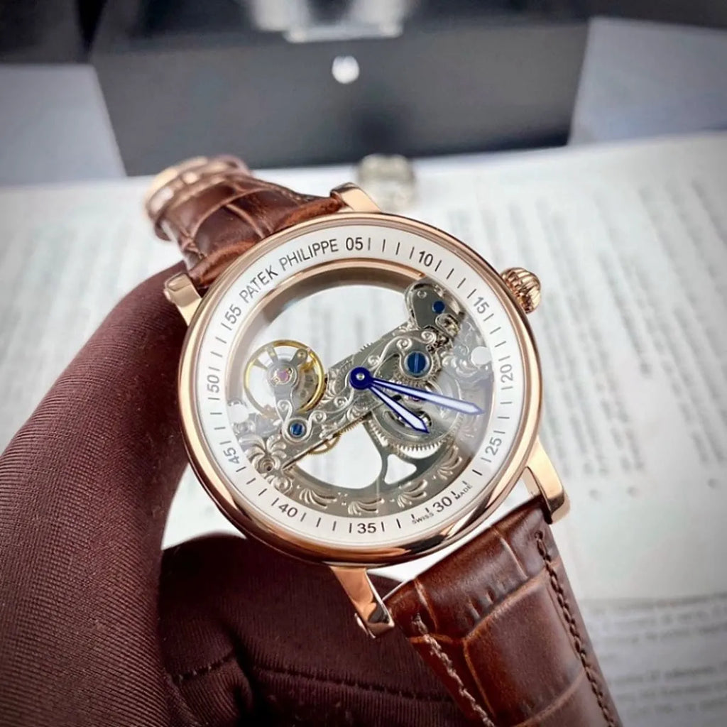 Patek Philippe Men’s Rose Gold Skeleton Watch