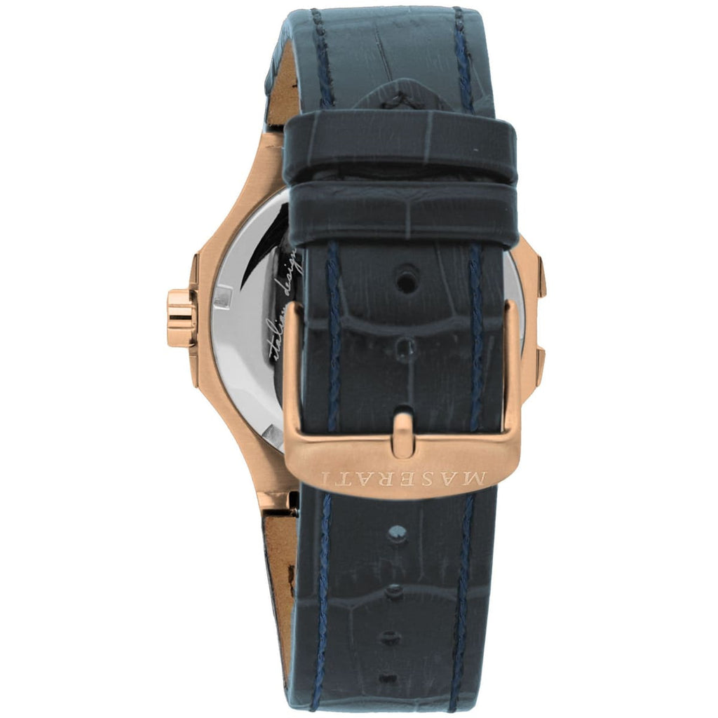 Maserati Potenza 4800Rose Gold Blue Dial Leather Men's Watch