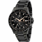 Maserati Sfida Chronograph R8873640011 All Black Rose Gold Accents Watch