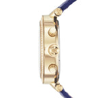 Michael Kors Parker MK2280 Gold-Tone Watch with Navy Blue Leather Strap