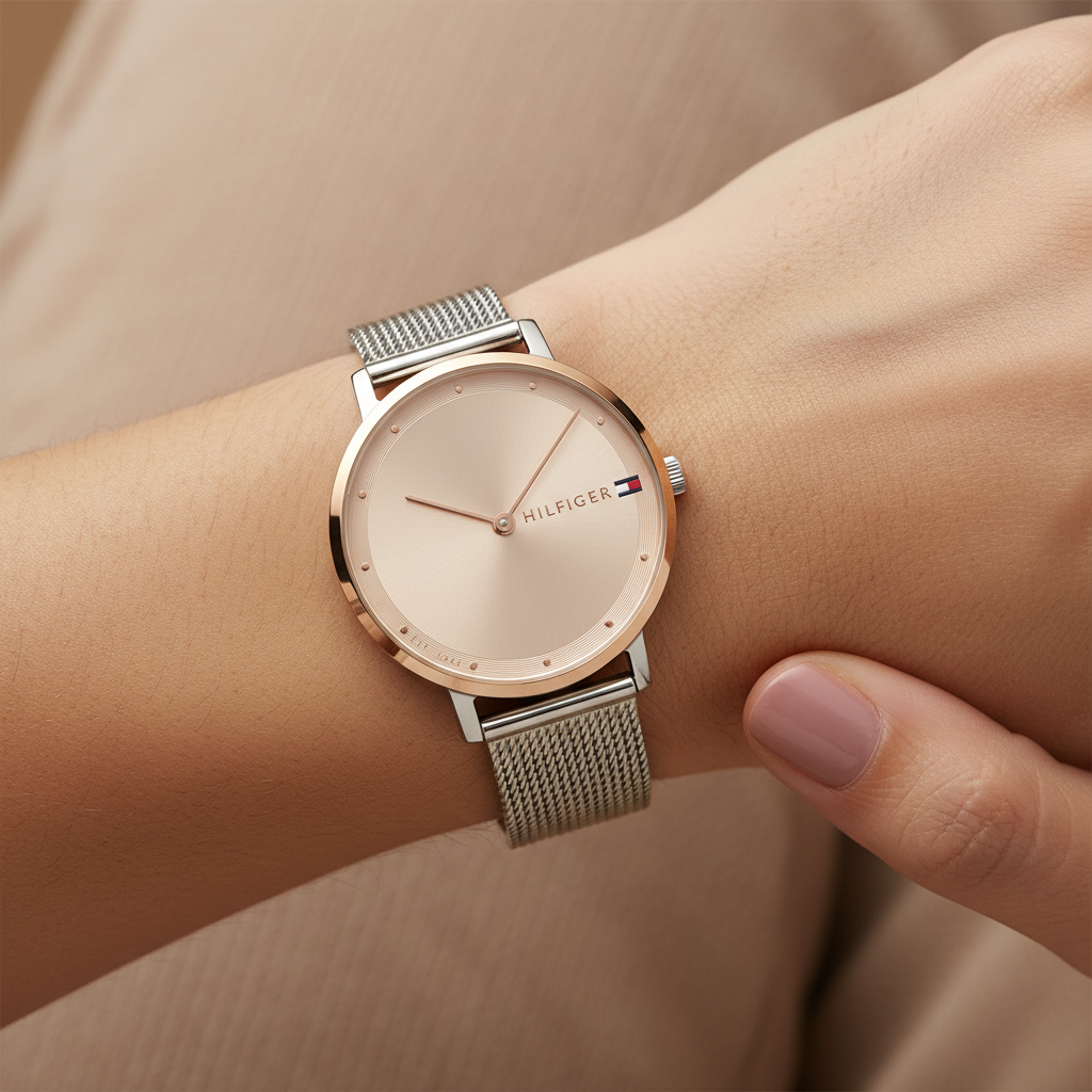 Tommy Hilfiger Pippa 1782151 Silver Case Rose Gold Dial Silver Mesh Women's Watch
