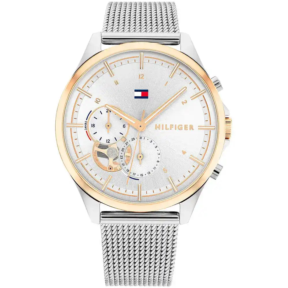 Tommy Hilfiger Quinn 1782416 Silver Mesh Rose Gold Bezel Women's Watch