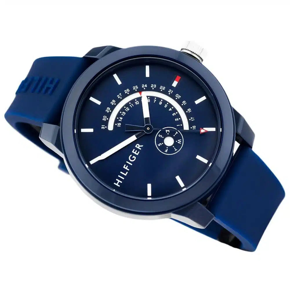 Tommy Hilfiger Brooklyn 1791482 Multi-Function Blue Dial Men's Blue Rubber Watch