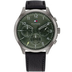 Original Tommy Hilfiger Men's Watch - Olive Green Dial & Black Leather (1791856)