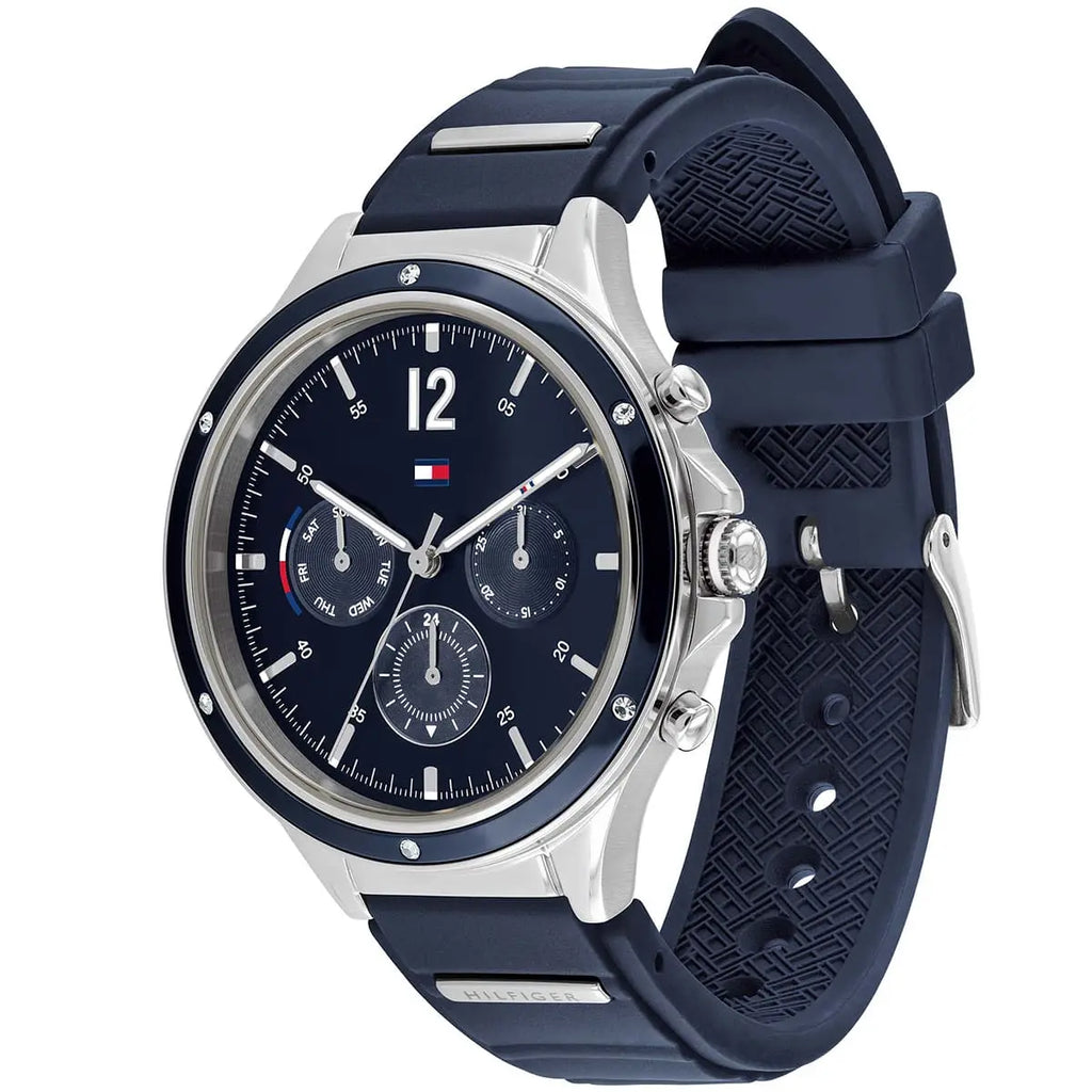 Original Tommy Hilfiger Lori Women's Watch - Silver Case & Navy Rubber Strap (1782281)
