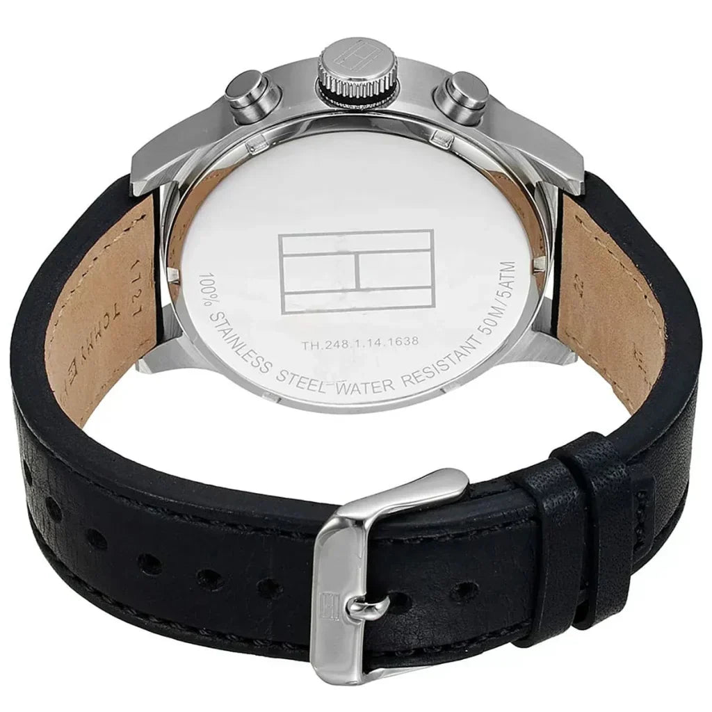 Original Tommy Hilfiger Men's Watch - Silver Case & Black Leather (1791050)
