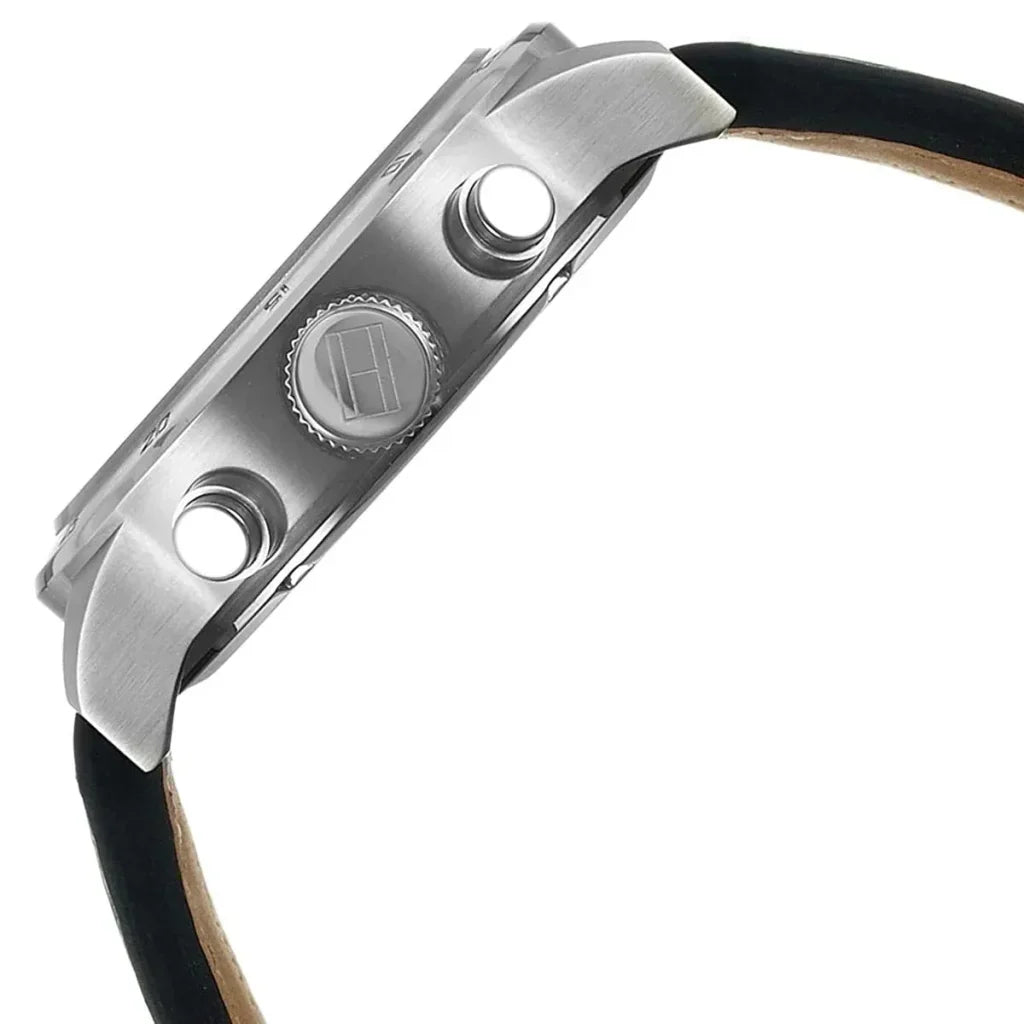 Original Tommy Hilfiger Men's Watch - Silver Case & Black Leather (1791050)