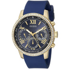 Guess Sunrise Multi-Function W0616L2 Gold Case Blue Dial Blue Rubber Women Watch