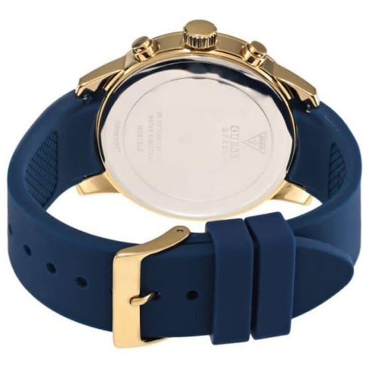 Guess Sunrise Multi-Function W0616L2 Gold Case Blue Dial Blue Rubber Women Watch