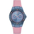 ساعة Guess Limelight W0775L5 متعددة الوظائف بمينا أزرق وسوار مطاطي وردي للنساء