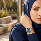 Guess Constellation W1006L1 Silver Case Crystal Bezel Blue Textured Dial Silver Metal Women's Watch