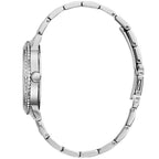 Guess Constellation W1006L1 Silver Case Crystal Bezel Blue Textured Dial Silver Metal Women's Watch