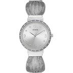Guess Chiffon W1083L1 Silver Tone Mesh Bracelet Crystal Watch