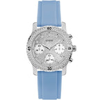 Guess Confetti Multi-Function W1098L3 Silver Case Silver Dial Light Blue Rubber Women Watch