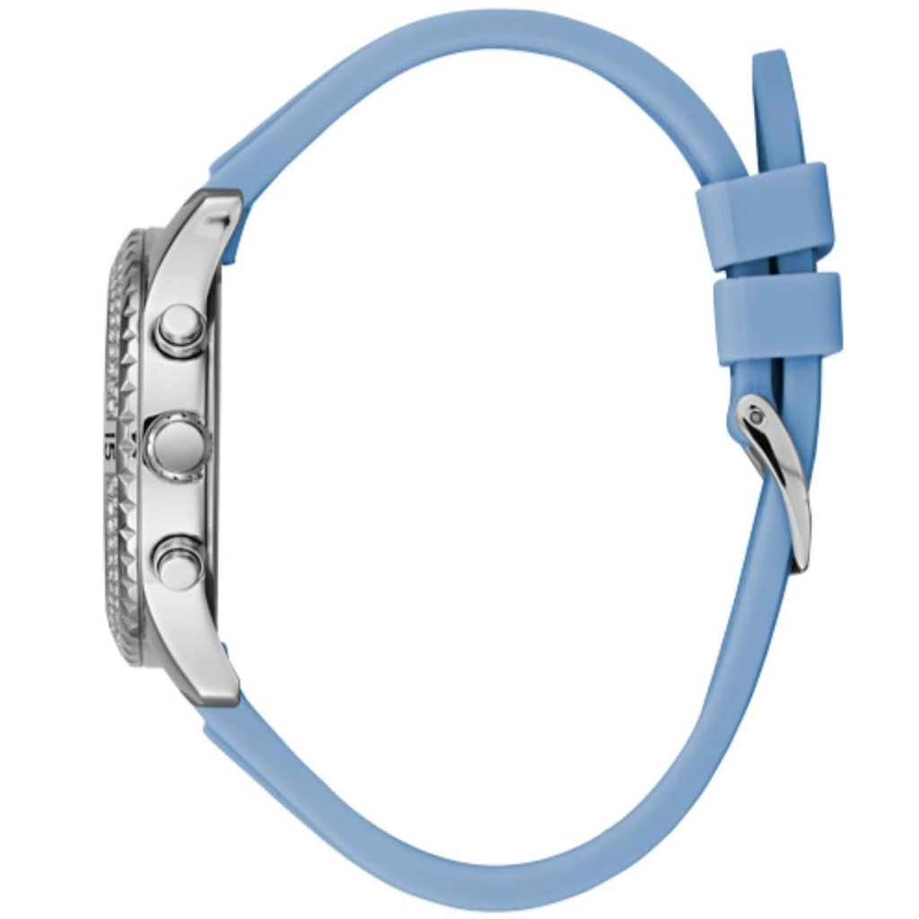 Guess Confetti Multi-Function W1098L3 Silver Case Silver Dial Light Blue Rubber Women Watch